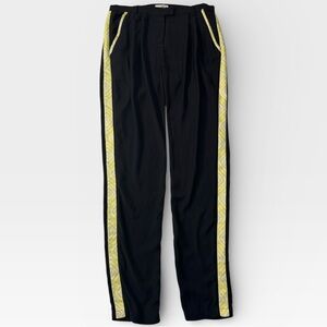 Anthropologie Tulle Black and Yellow Embroidered Pants Size 31 Fancy Pants Dress